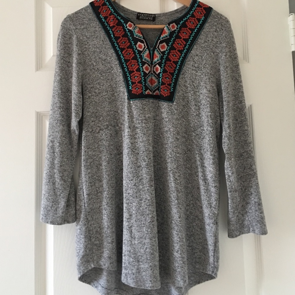Paper moon Aztec native boho top stitch fix